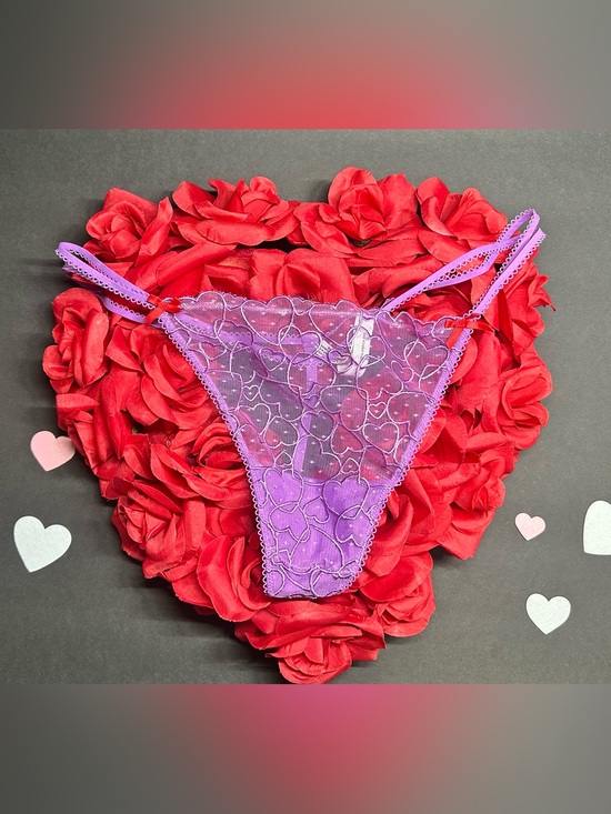 Victoria's Secret Other - Victoria's Secret Purple Sheer Heart Lace Thong